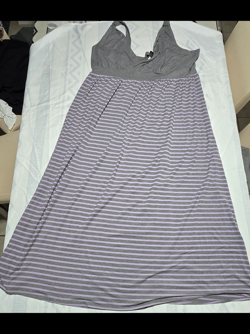 torrid Gray and Lavender Striped Sleeveless Maxi Dress